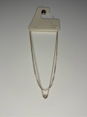 a new day Gold Double-Layer Geometric Pendant Necklace